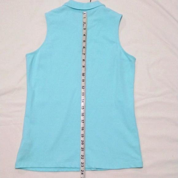 Renuar Womens Sleeveless Collared Shirt R7676 Turquoise - Picture 7 of 9